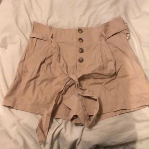 high waisted beige shorts